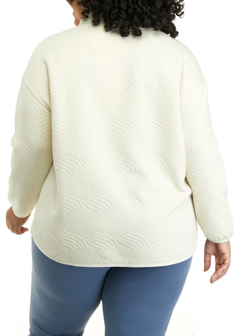 Plus Size Long Sleeve Quilted Turtleneck Sweater 