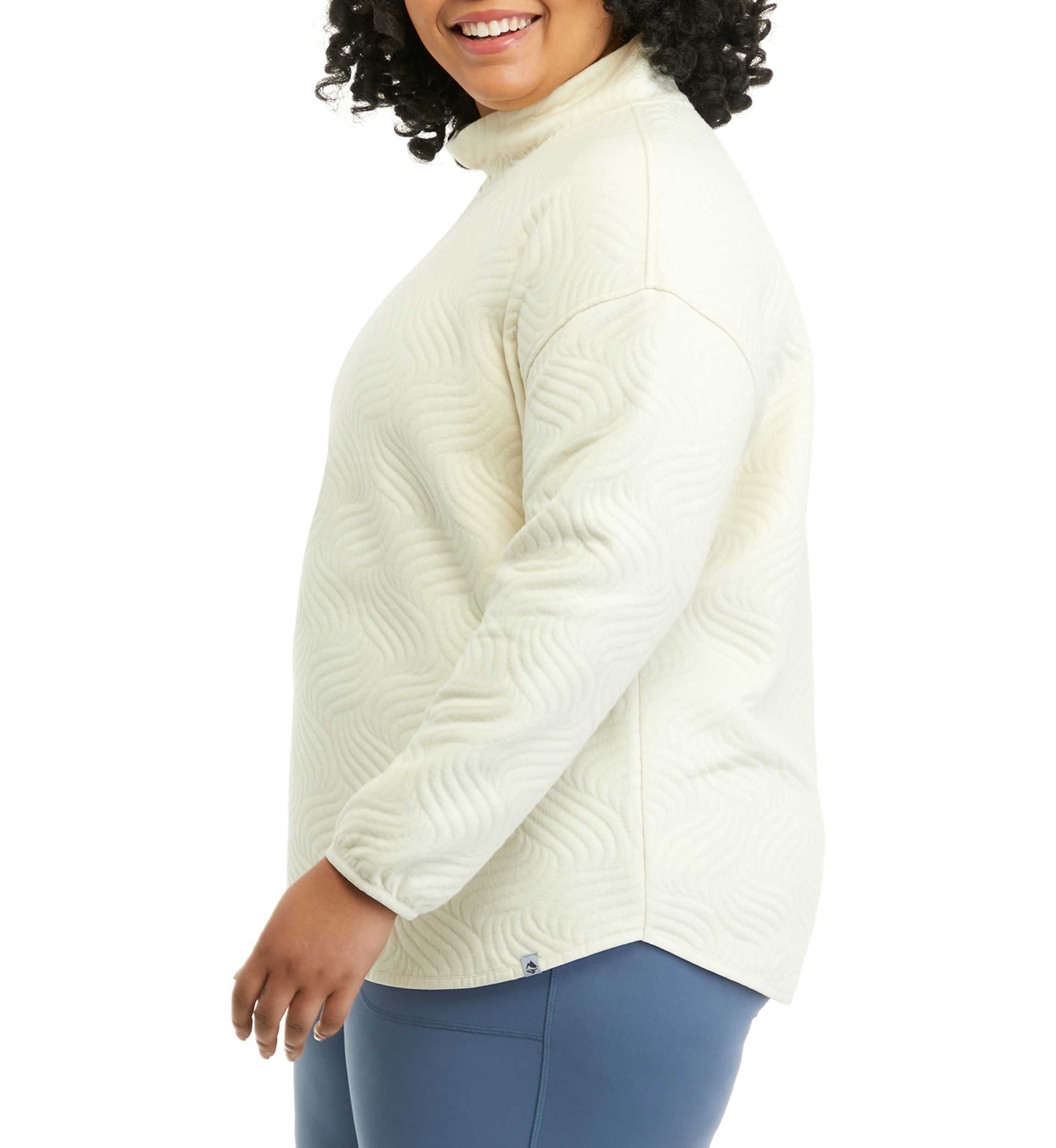 Plus Size Long Sleeve Quilted Turtleneck Sweater 