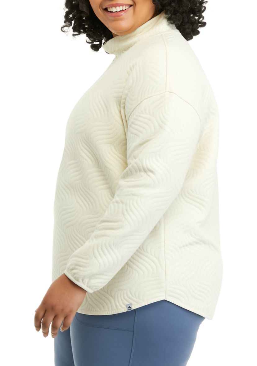 Plus Size Long Sleeve Quilted Turtleneck Sweater 
