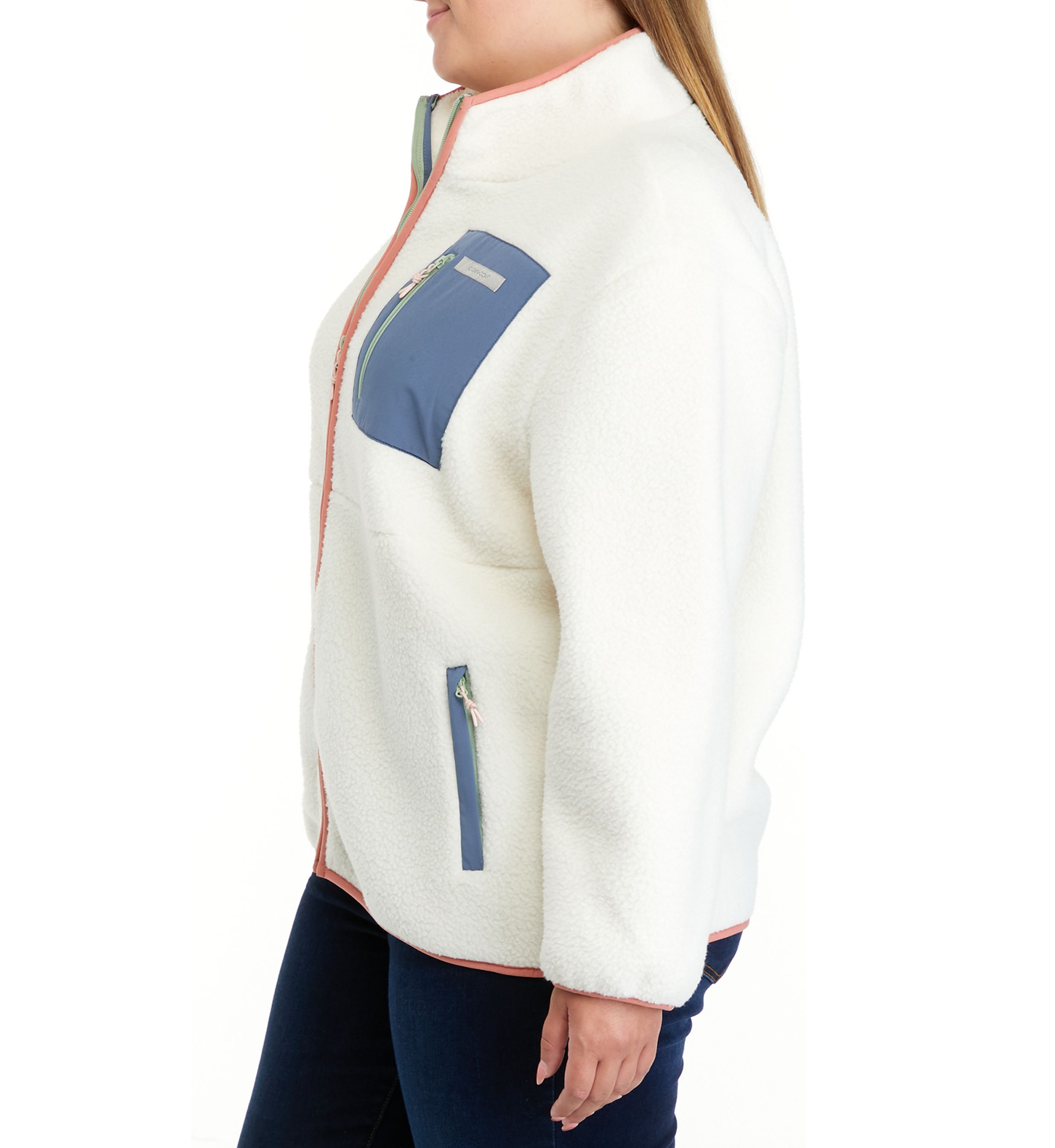 Plus Size Sherpa Full Zip Jacket
