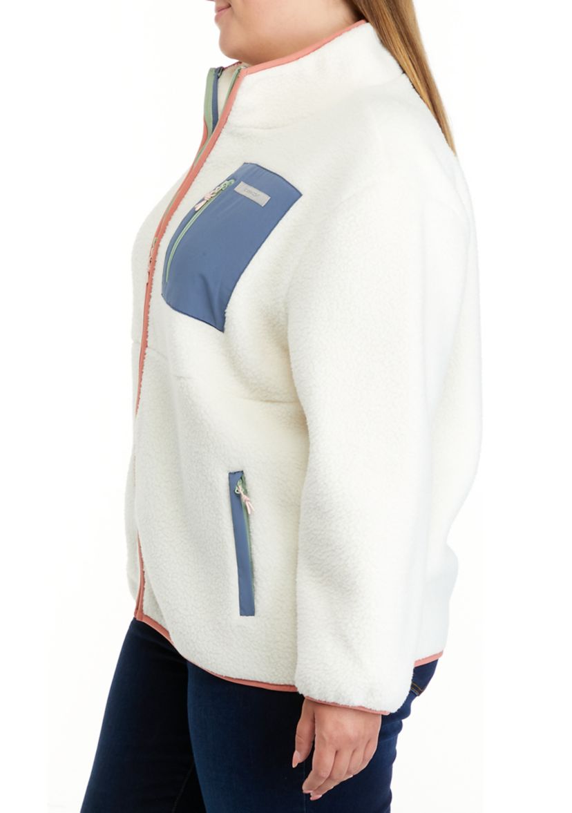 Plus Size Sherpa Full Zip Jacket