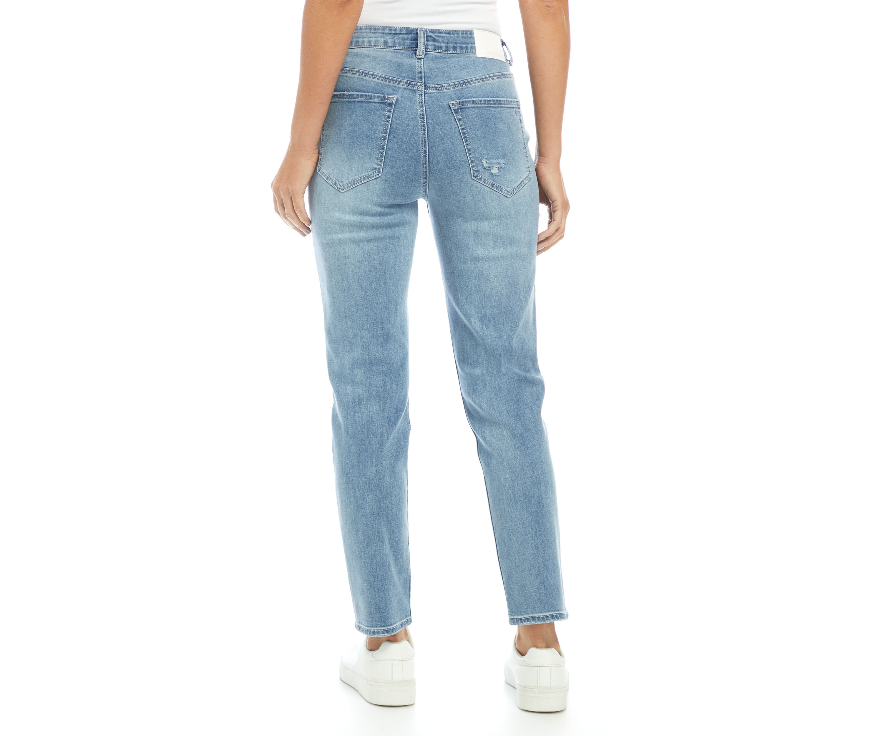 Womens Destructed Curvy Mom Jeans