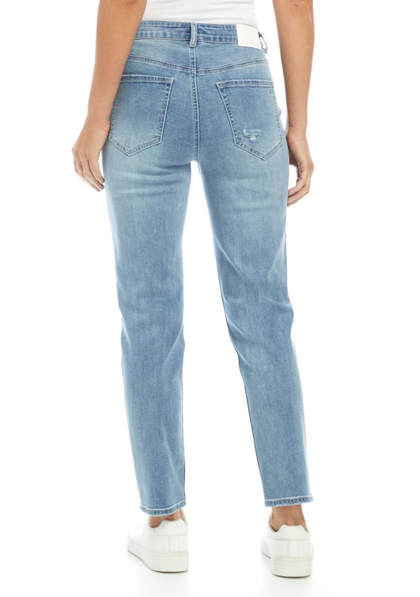 Womens Destructed Curvy Mom Jeans