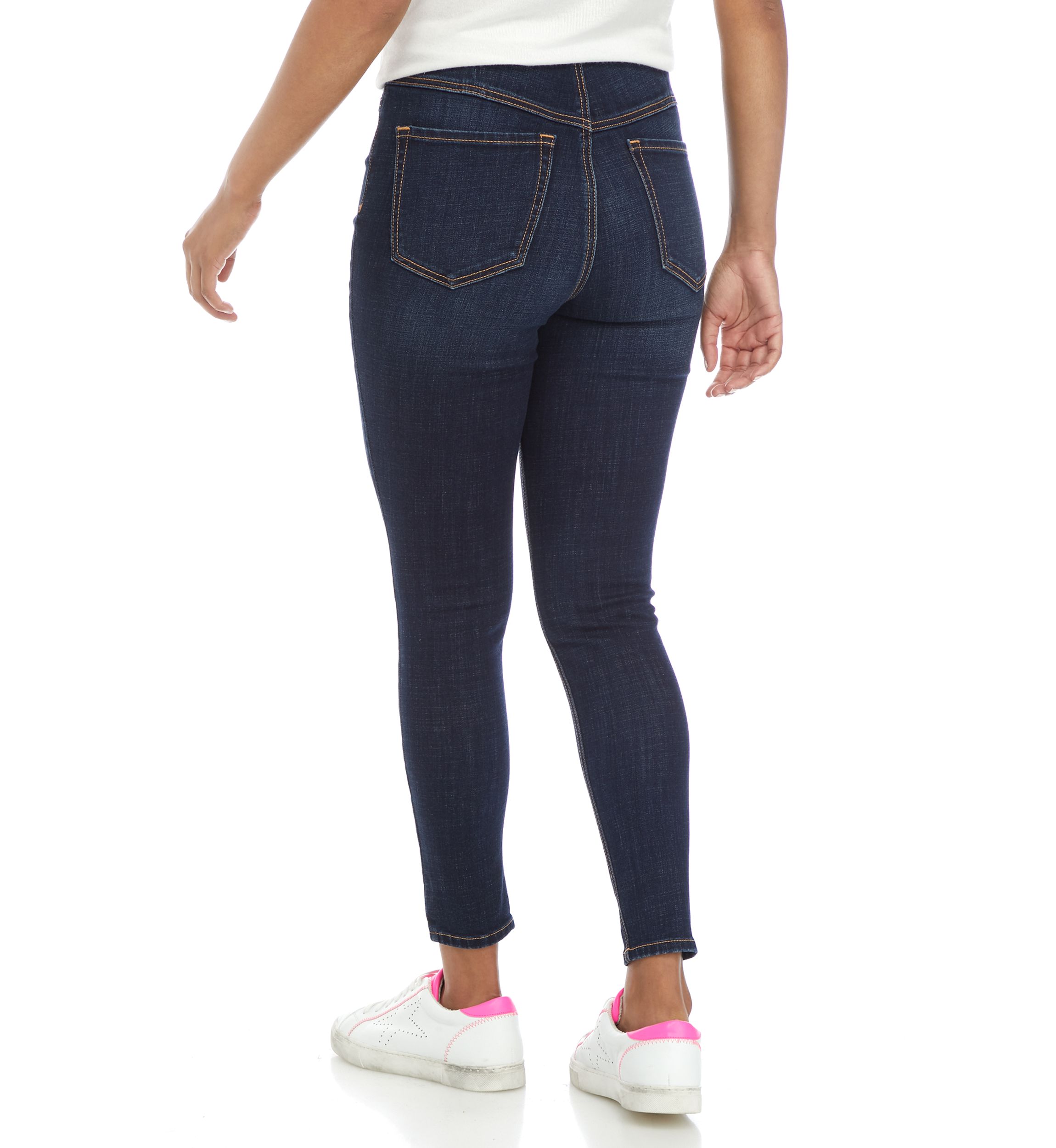 High Rise Pull On Skinny Jeans 