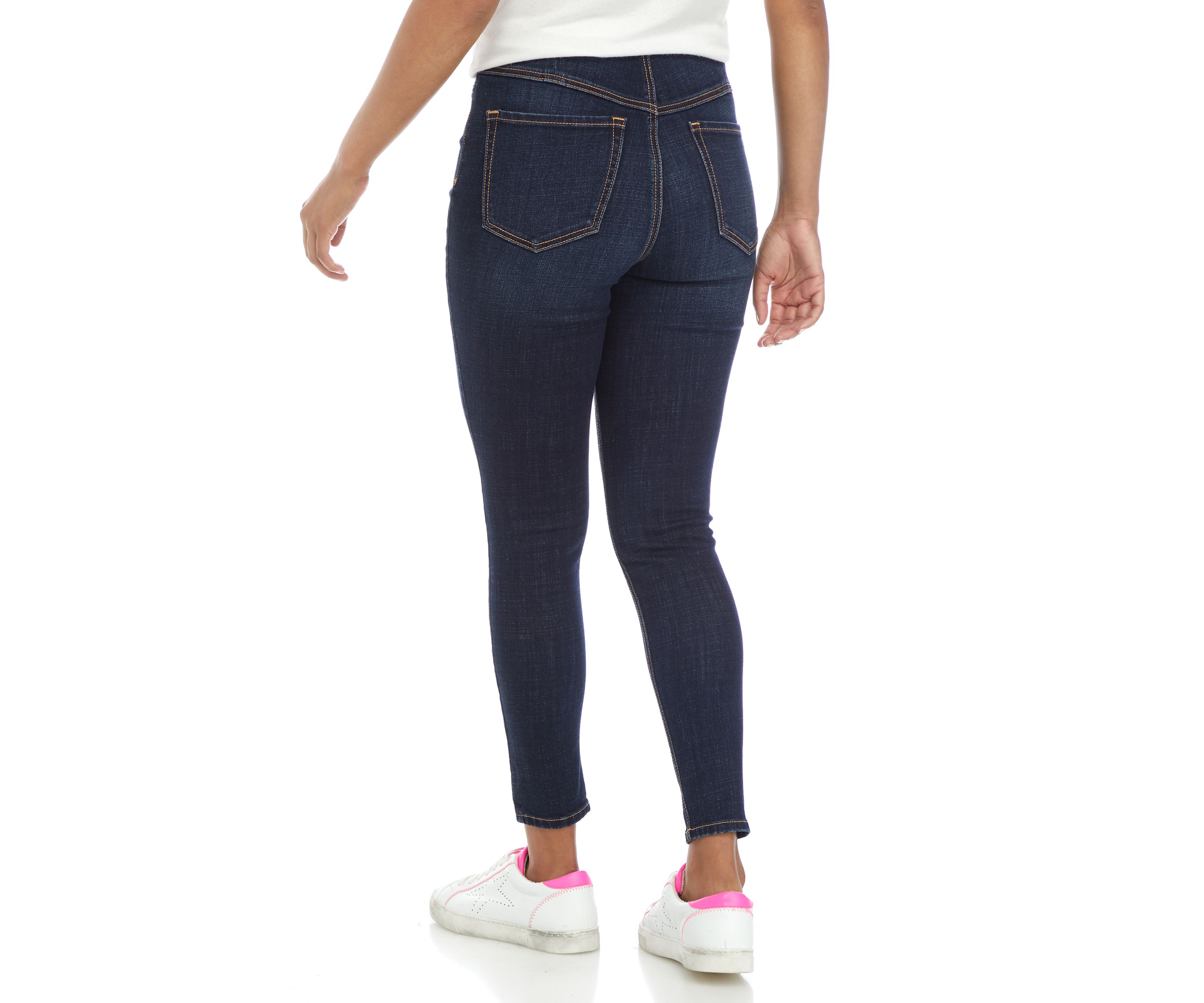 High Rise Pull On Skinny Jeans 