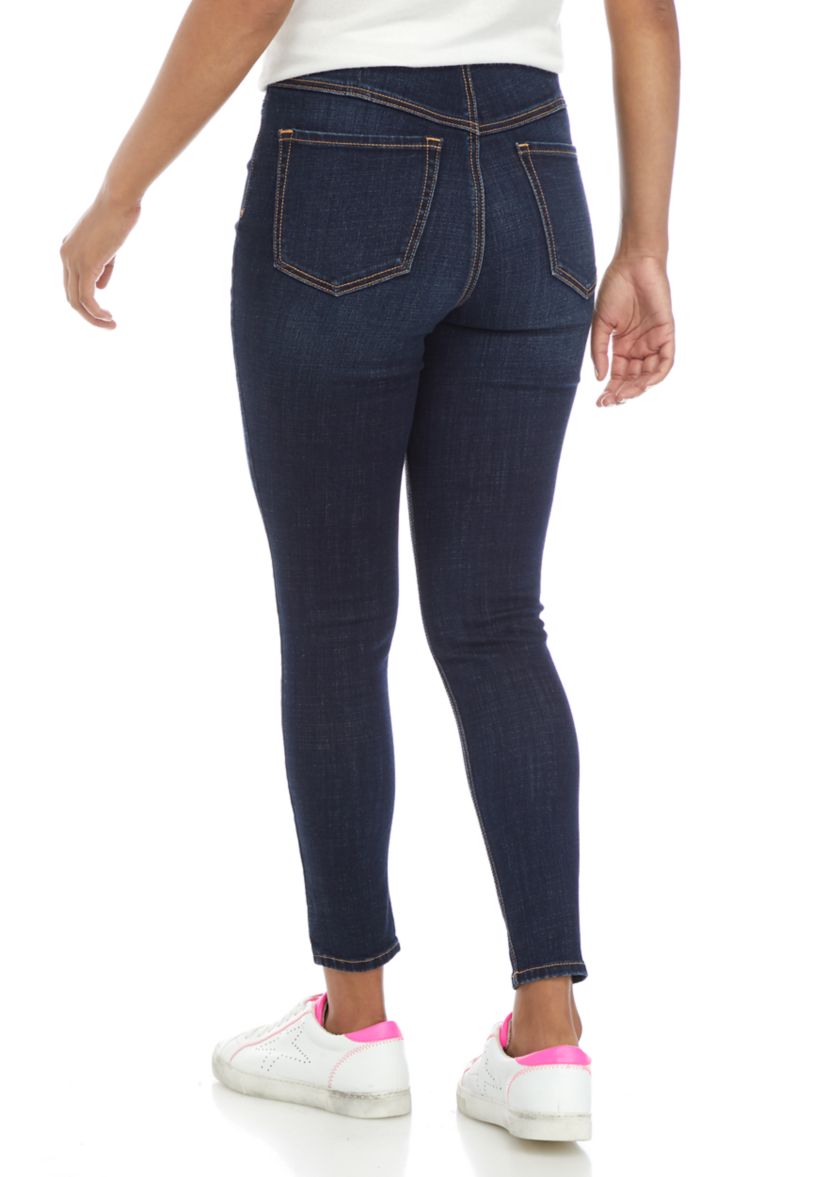 High Rise Pull On Skinny Jeans 