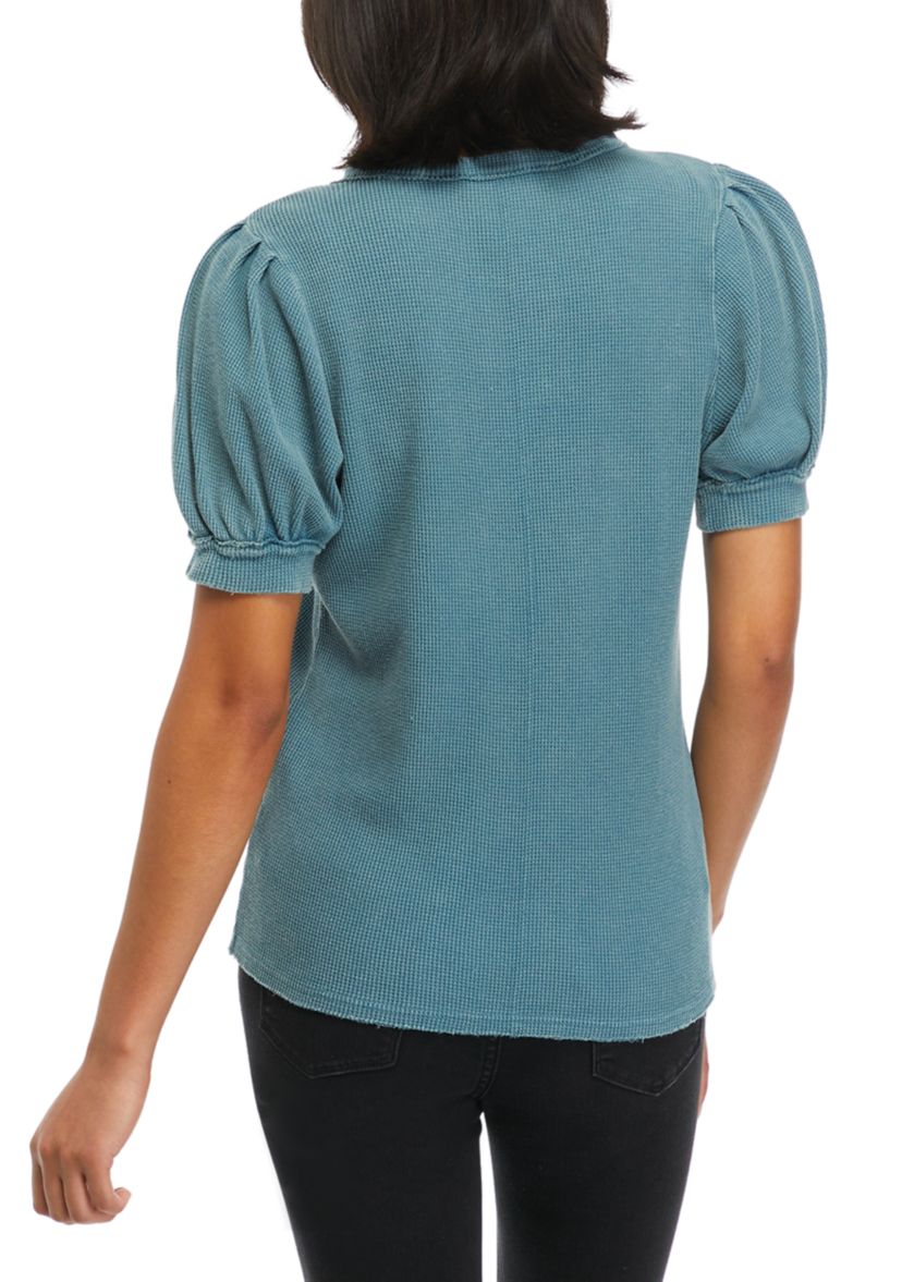 Lace Up Puff Sleeve Top 