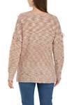 Womens Long Drop Shoulder Fringe Shoulder V-Neck Sweater