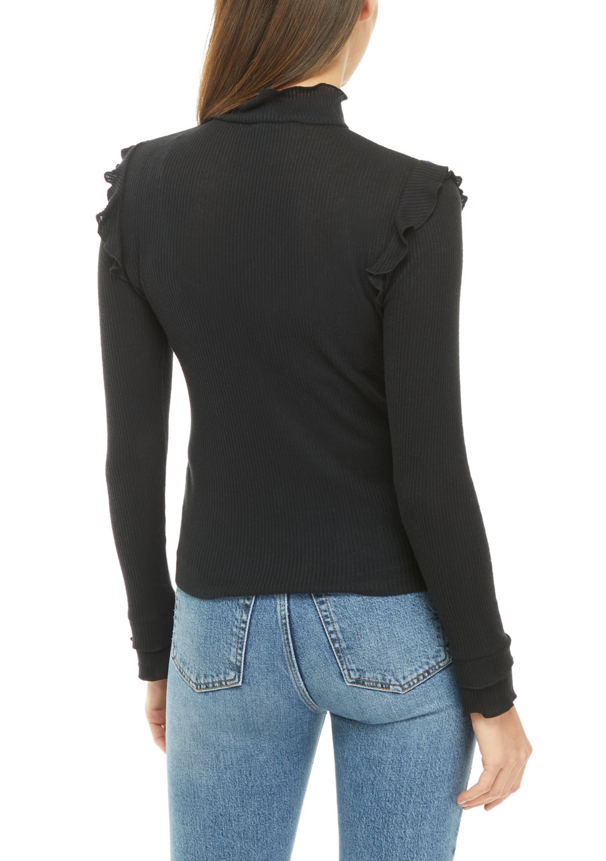 Womens Long Sleeve Lettuce Edge Top