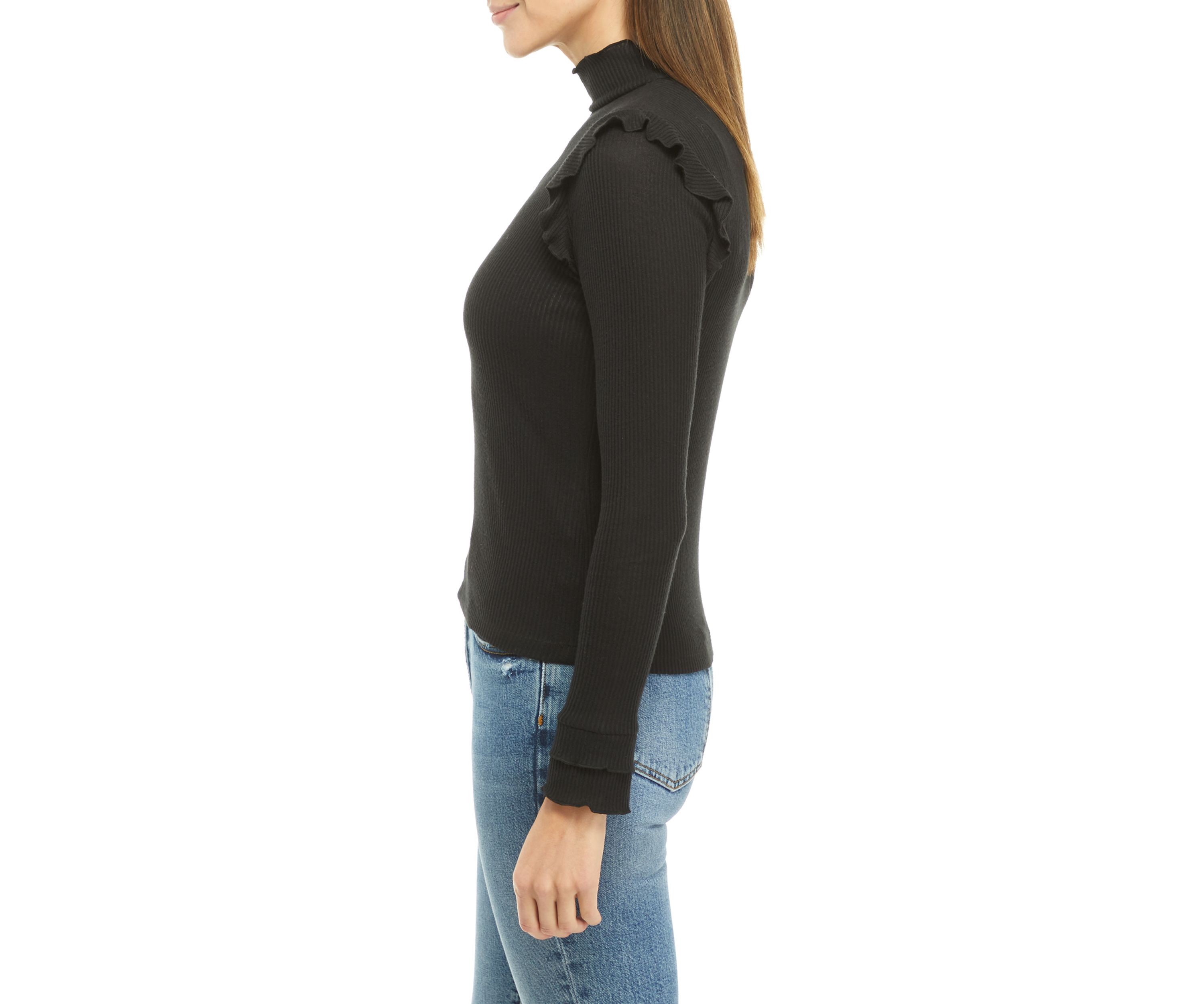 Womens Long Sleeve Lettuce Edge Top