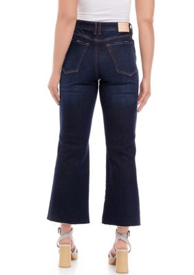 High Rise Exposed Button Wide Leg Jeans