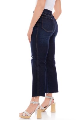 High Rise Exposed Button Wide Leg Jeans