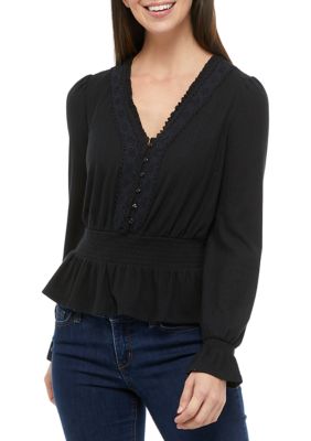 Women's Blouson Sleeve Gathered Shoulder Blouse