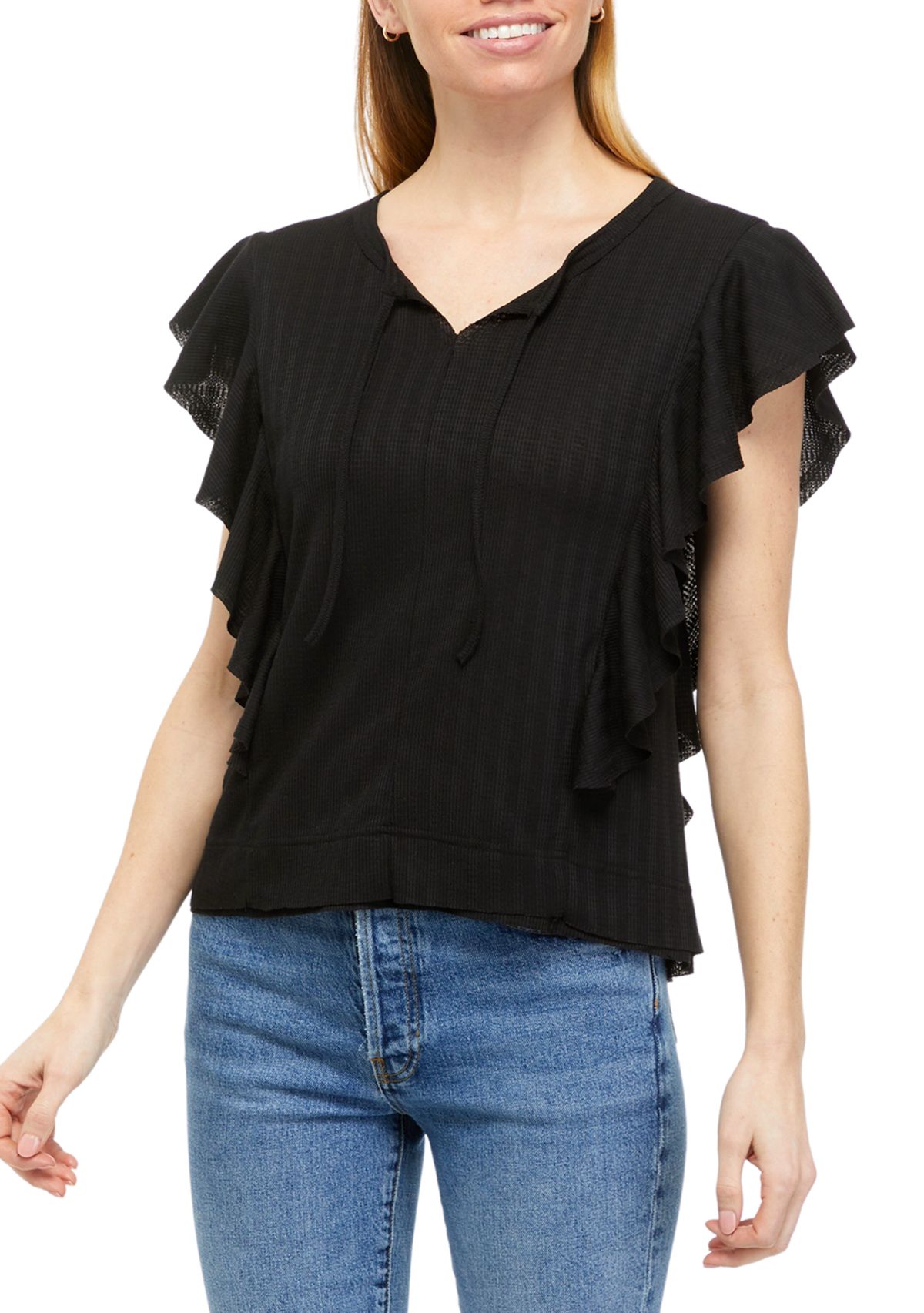 Womens Framed Ruffle T-Shirt