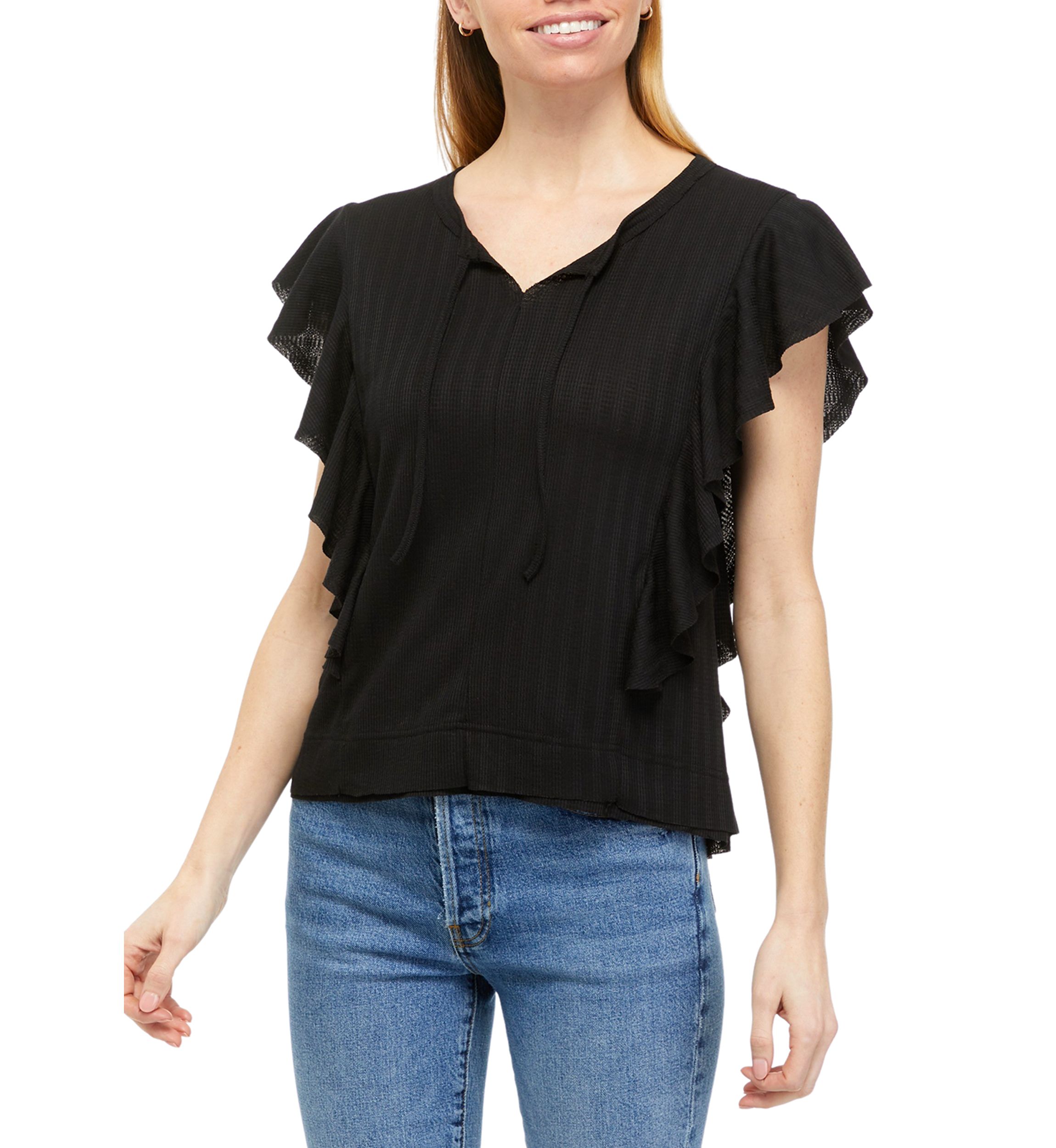 Womens Framed Ruffle T-Shirt