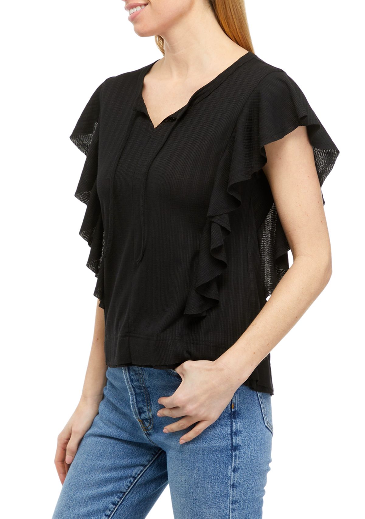 Womens Framed Ruffle T-Shirt