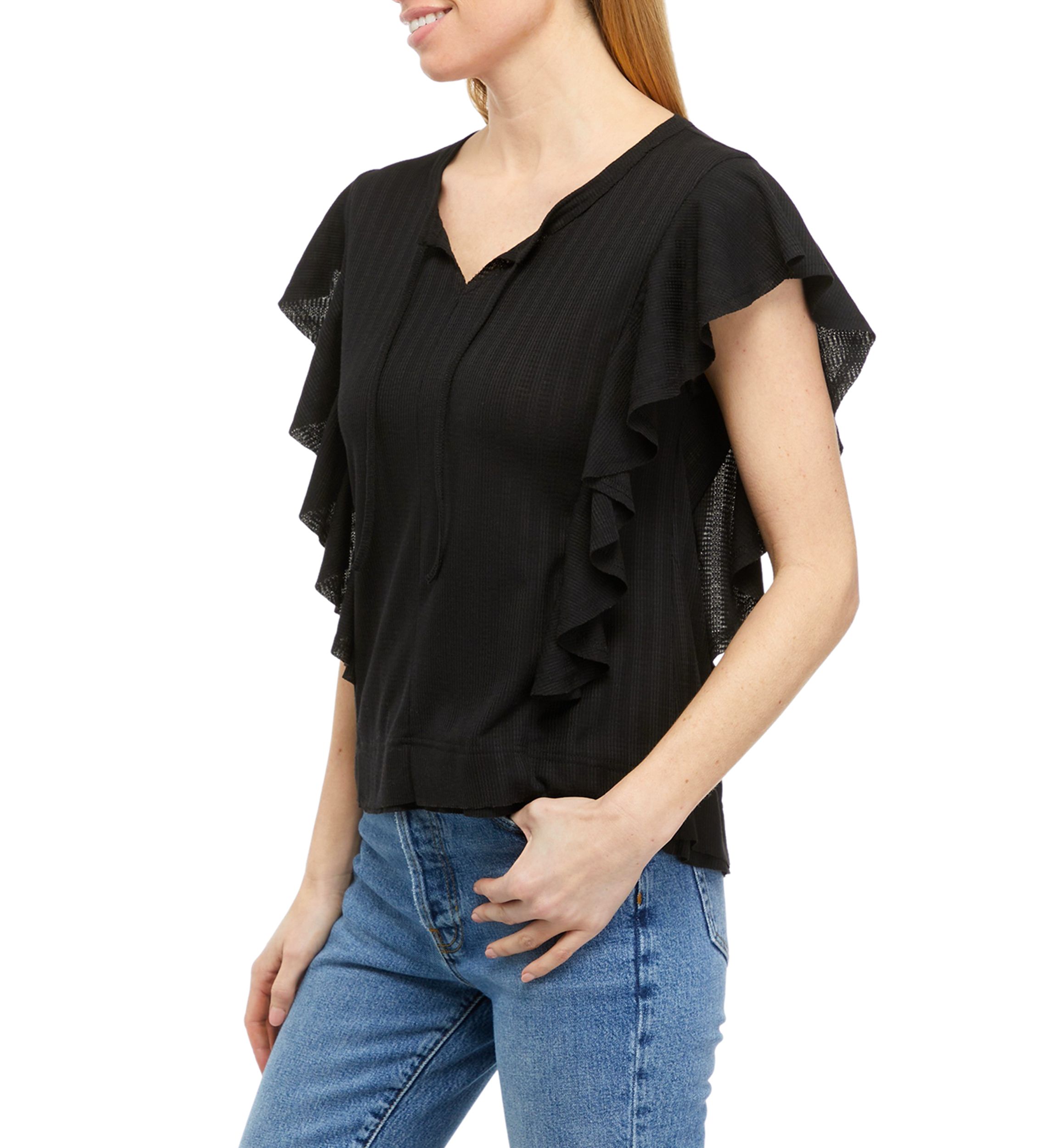 Womens Framed Ruffle T-Shirt