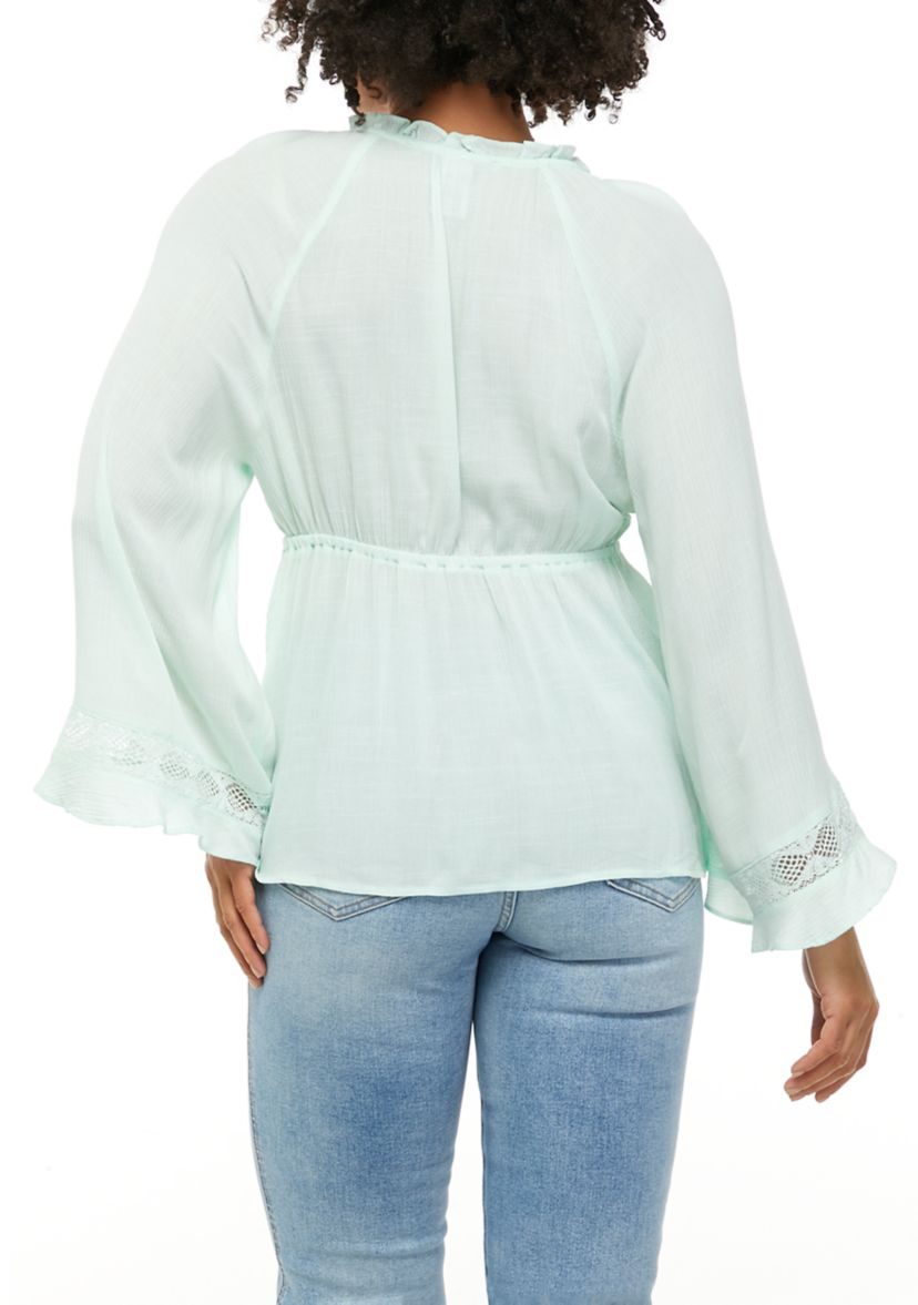 Womens Kimono Sleeve Peasant Top