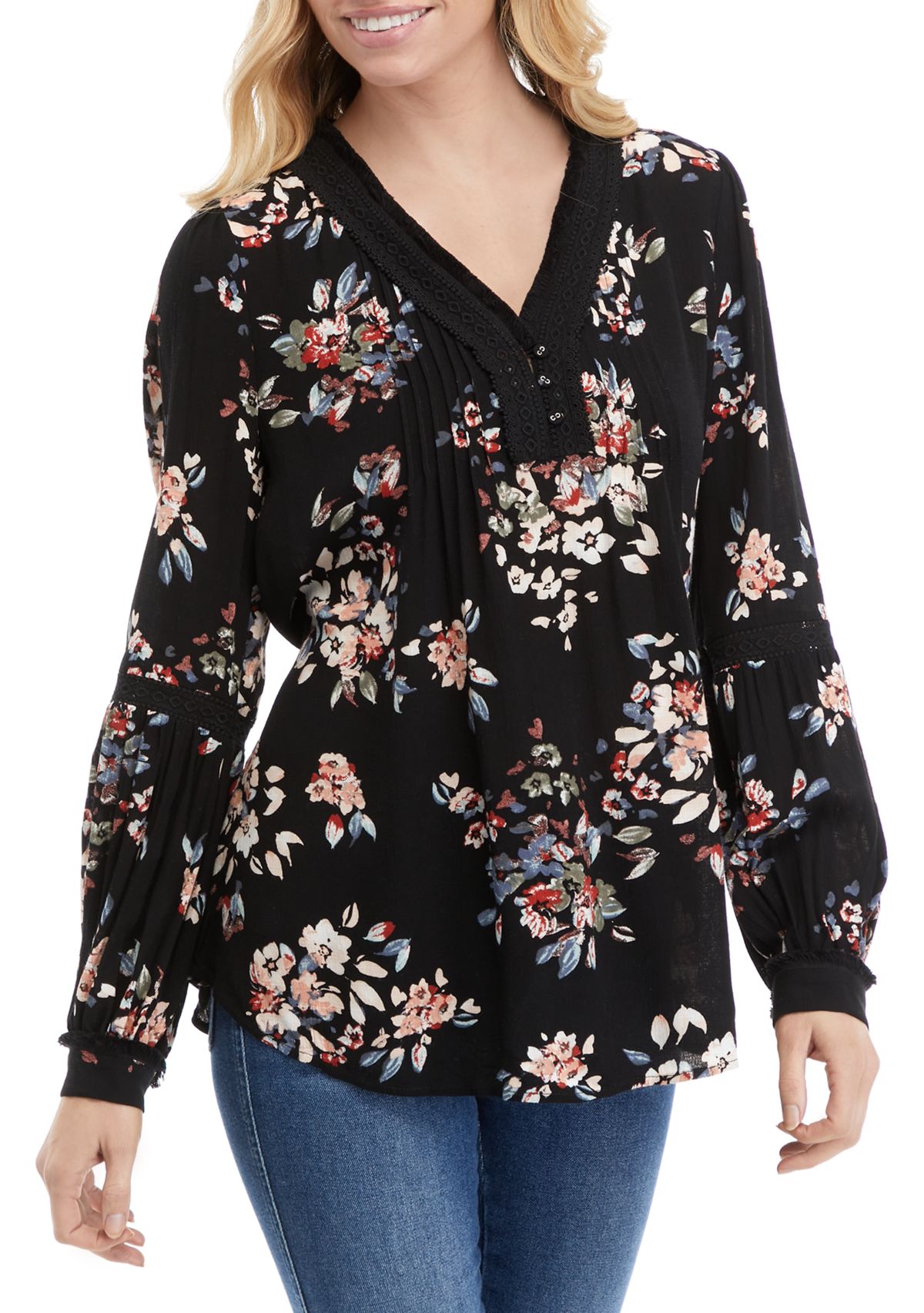 Lace Trimmed Pintuck Tunic 
