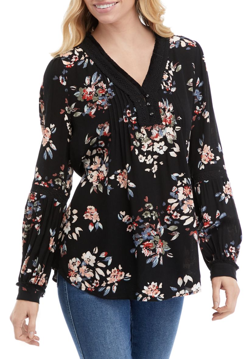 Lace Trimmed Pintuck Tunic 