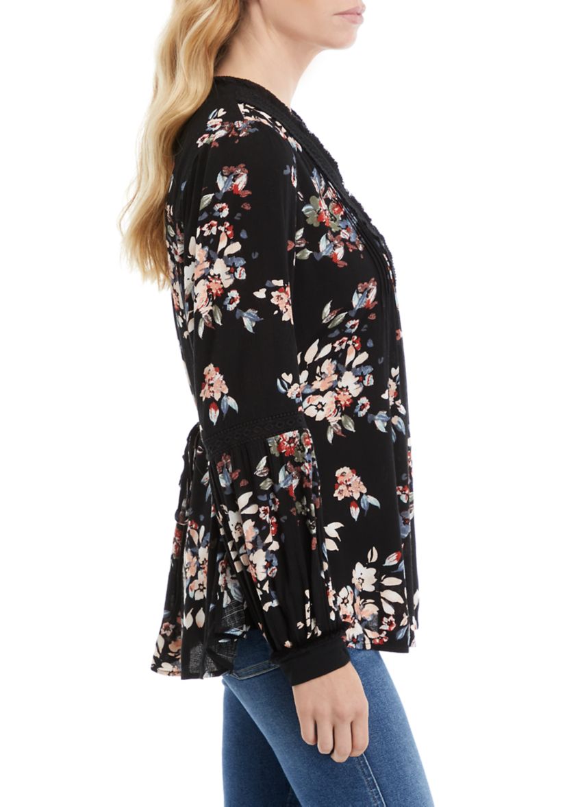 Lace Trimmed Pintuck Tunic 