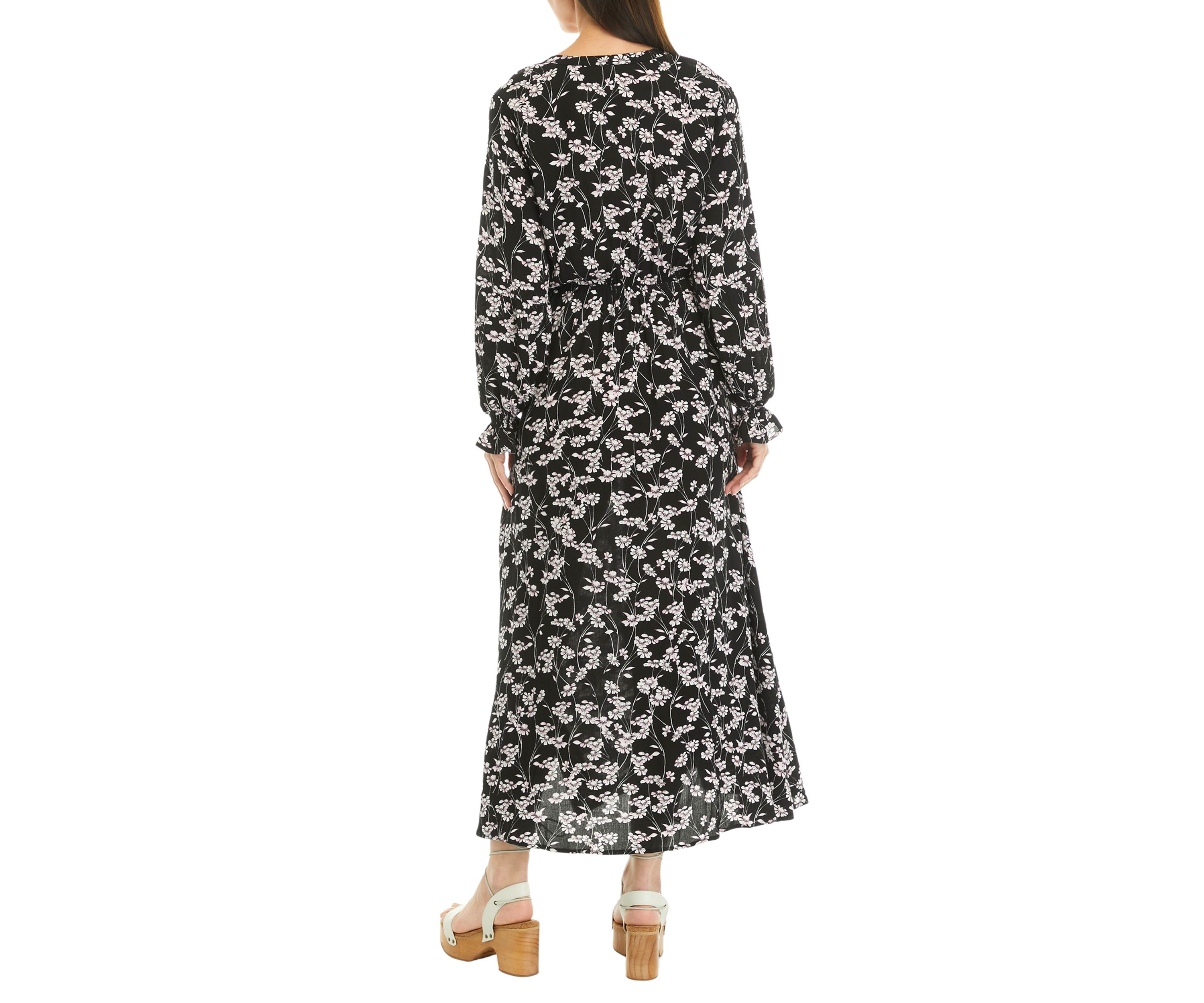 Womens Bell Sleeve Floral Maxi Dress 