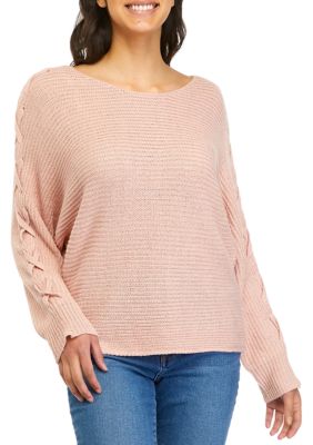 Women's Dolman Lace Up Sleeve Pullover
