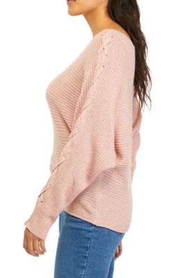 Women's Dolman Lace Up Sleeve Pullover