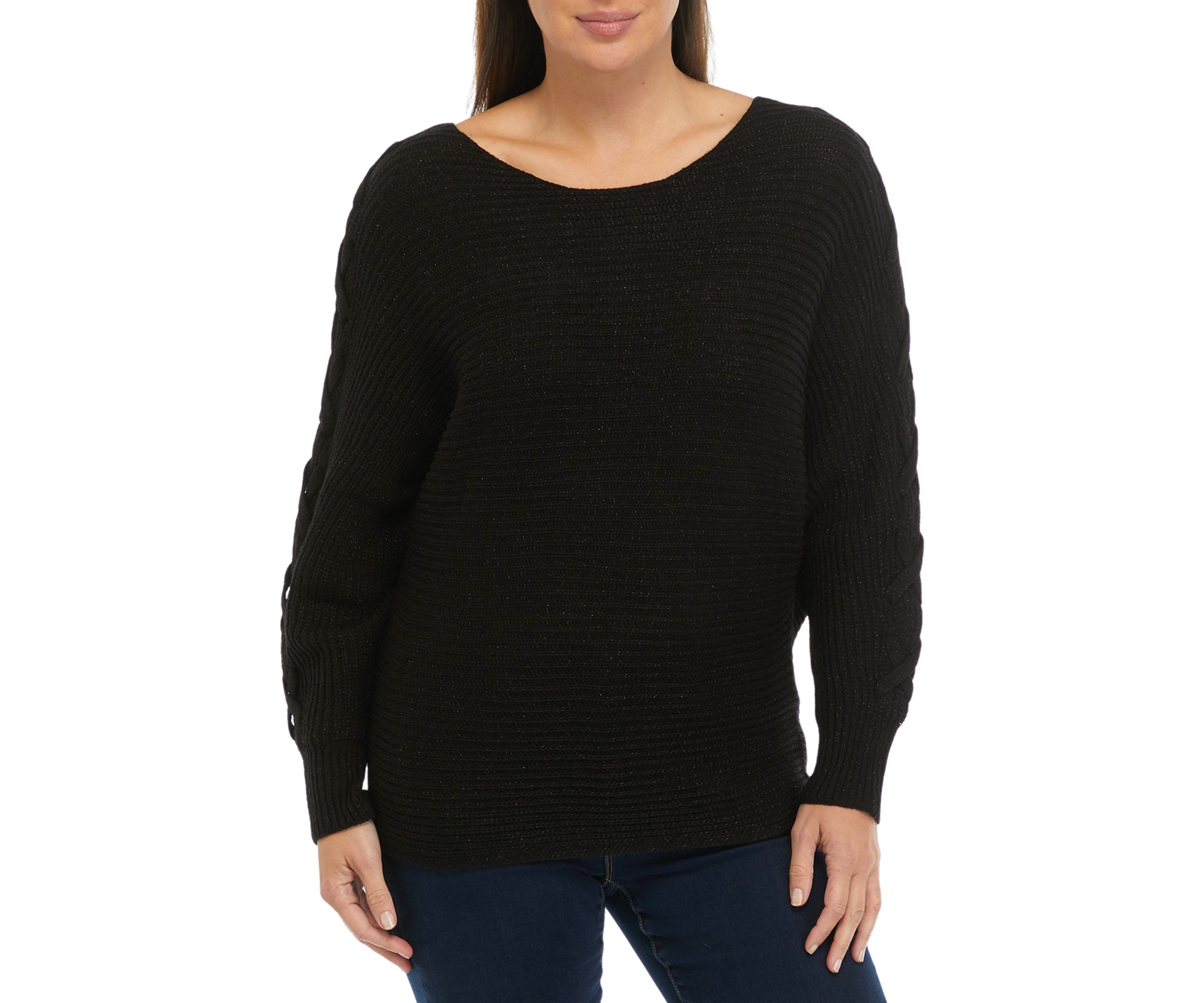 Dolman Sleeve Lace Up Sweater 