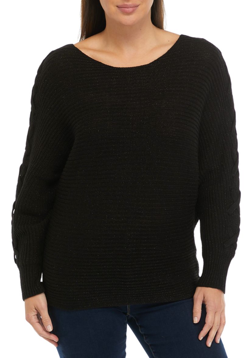 Dolman Sleeve Lace Up Sweater 
