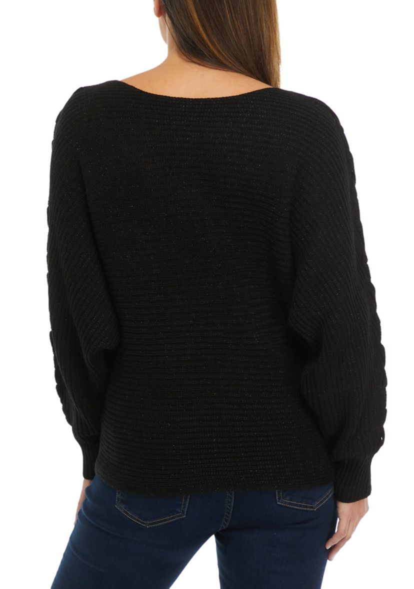 Dolman Sleeve Lace Up Sweater 