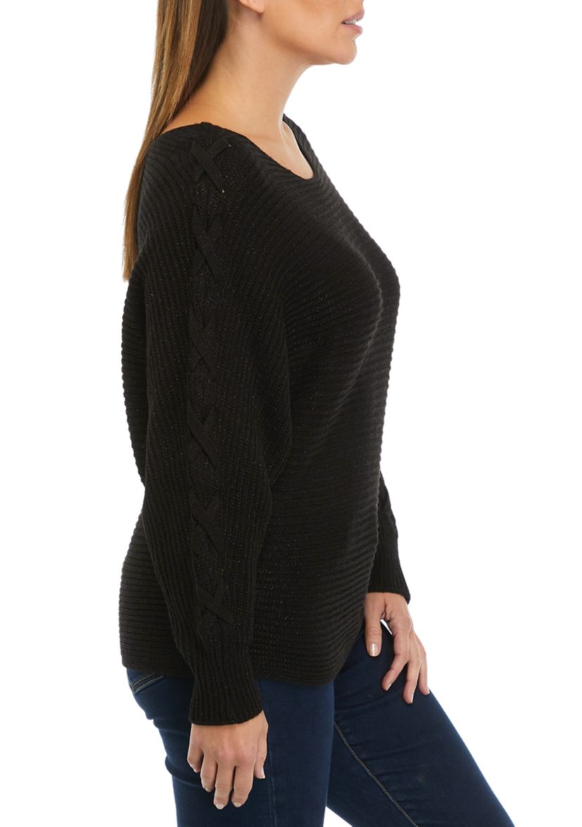 Dolman Sleeve Lace Up Sweater 