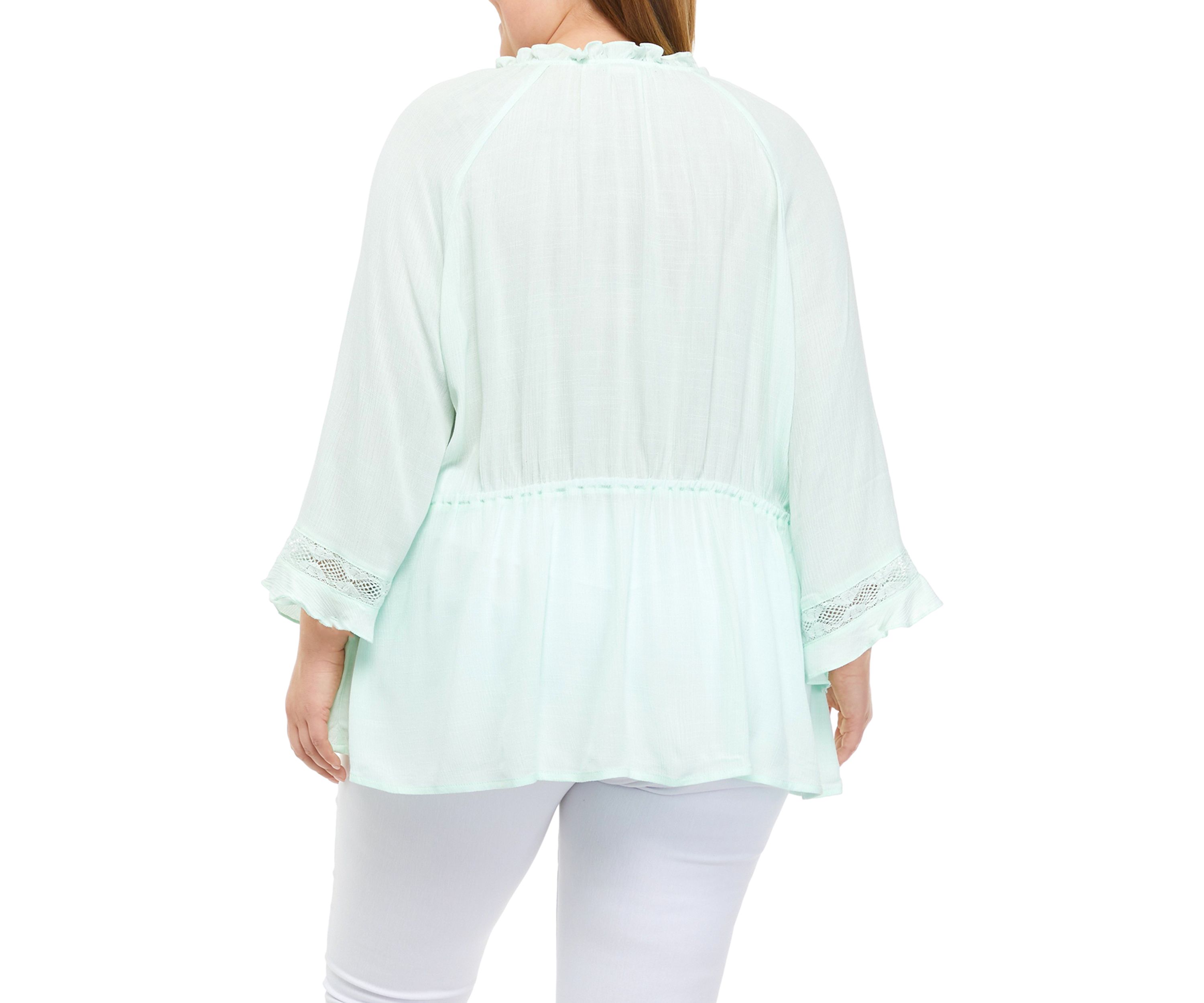 Plus Size Kimono Sleeve Peasant Top