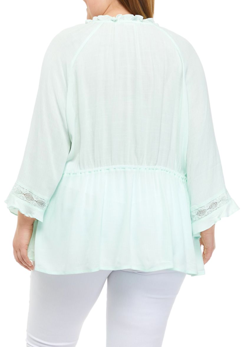Plus Size Kimono Sleeve Peasant Top