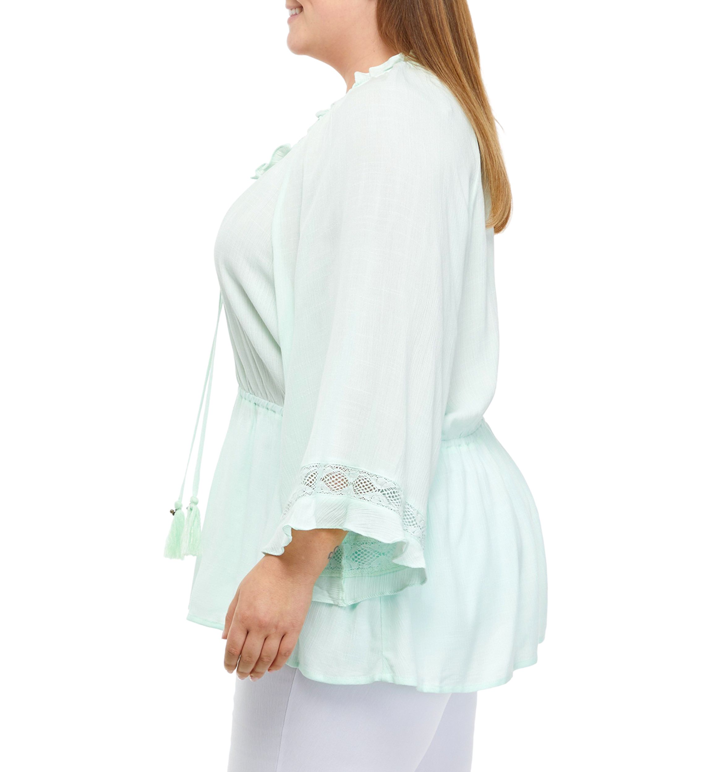 Plus Size Kimono Sleeve Peasant Top