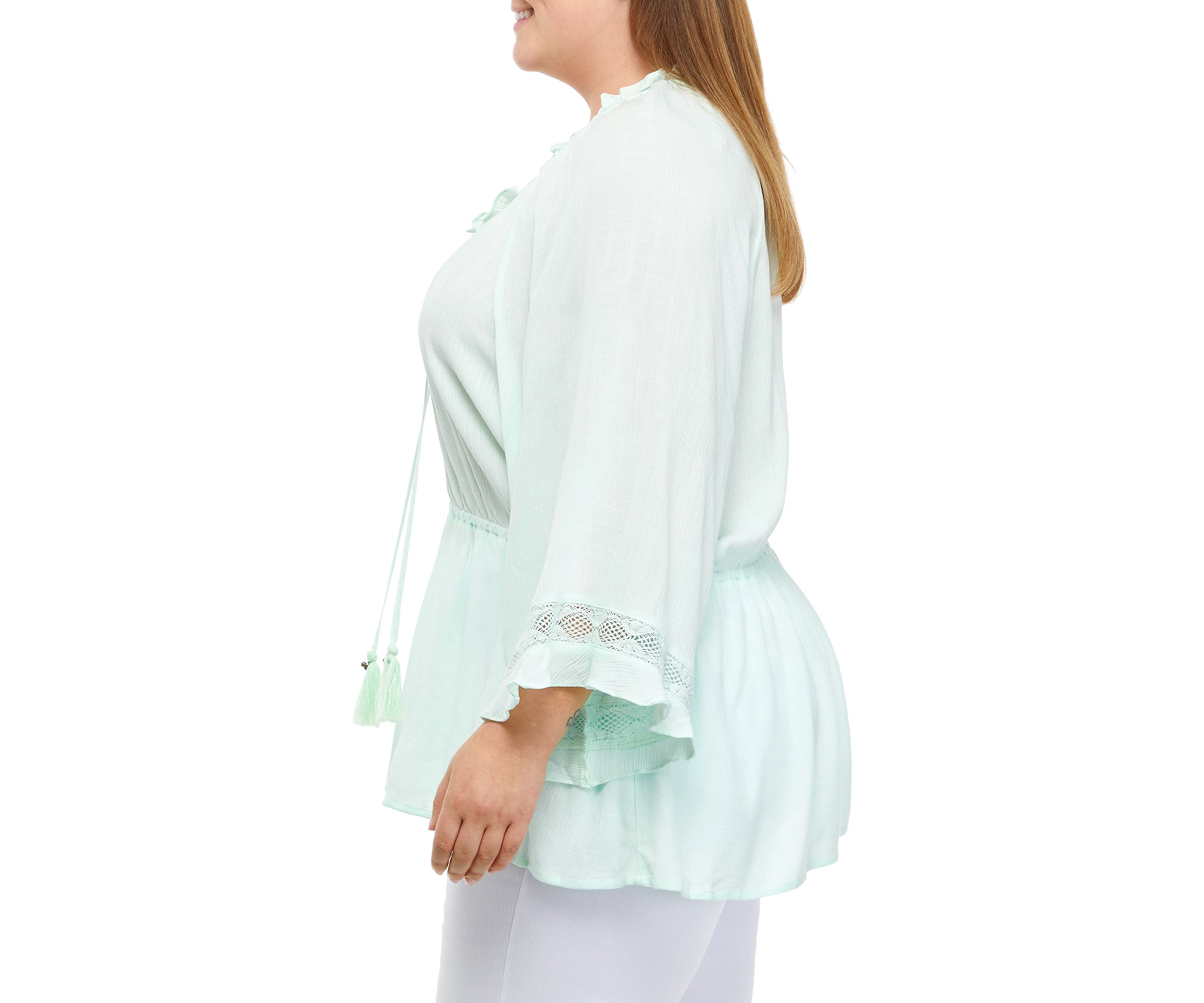 Plus Size Kimono Sleeve Peasant Top