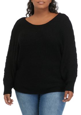 Plus Dolman Lace Up Pullover