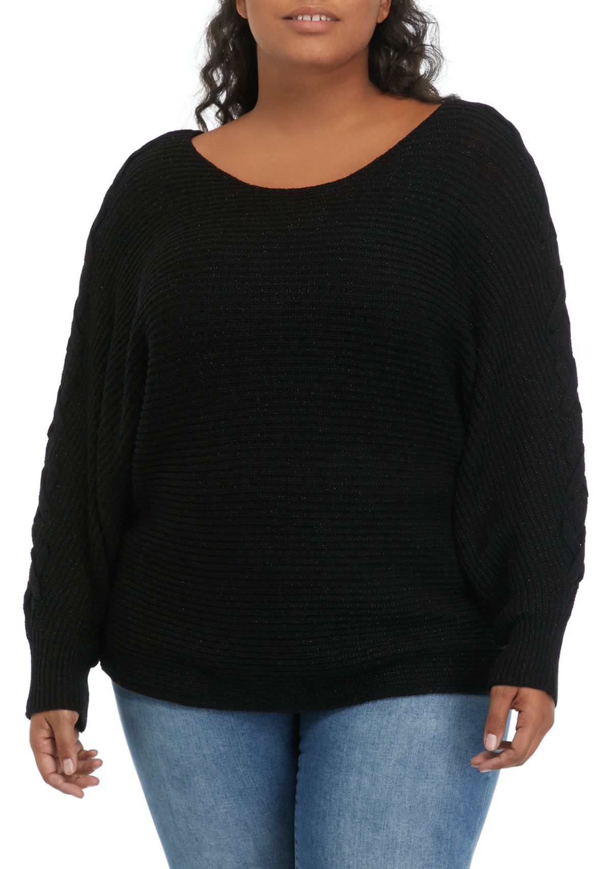 Plus Size Dolman Lace Up Pullover