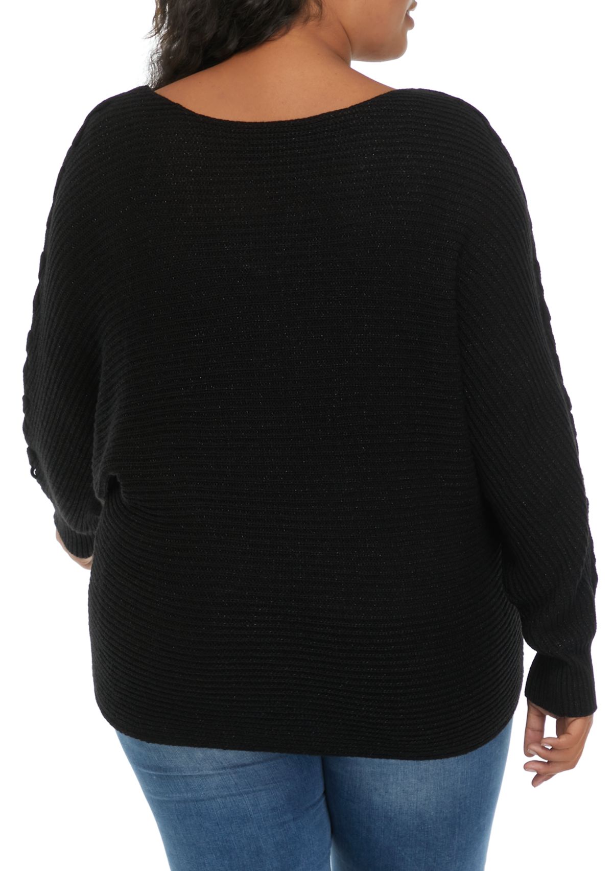 Plus Size Dolman Lace Up Pullover