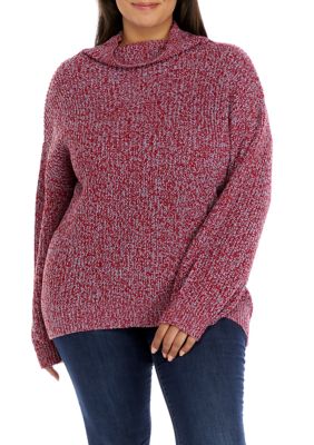 American Rag Women's Plus Size Funnel Neck Pullover, Purple -  0889775338798