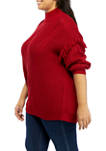 Plus Size Drop Shoulder Cable Knit Mock Neck Sweater 