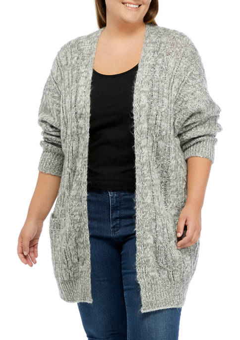 Plus Size Cable Knit Cardigan 