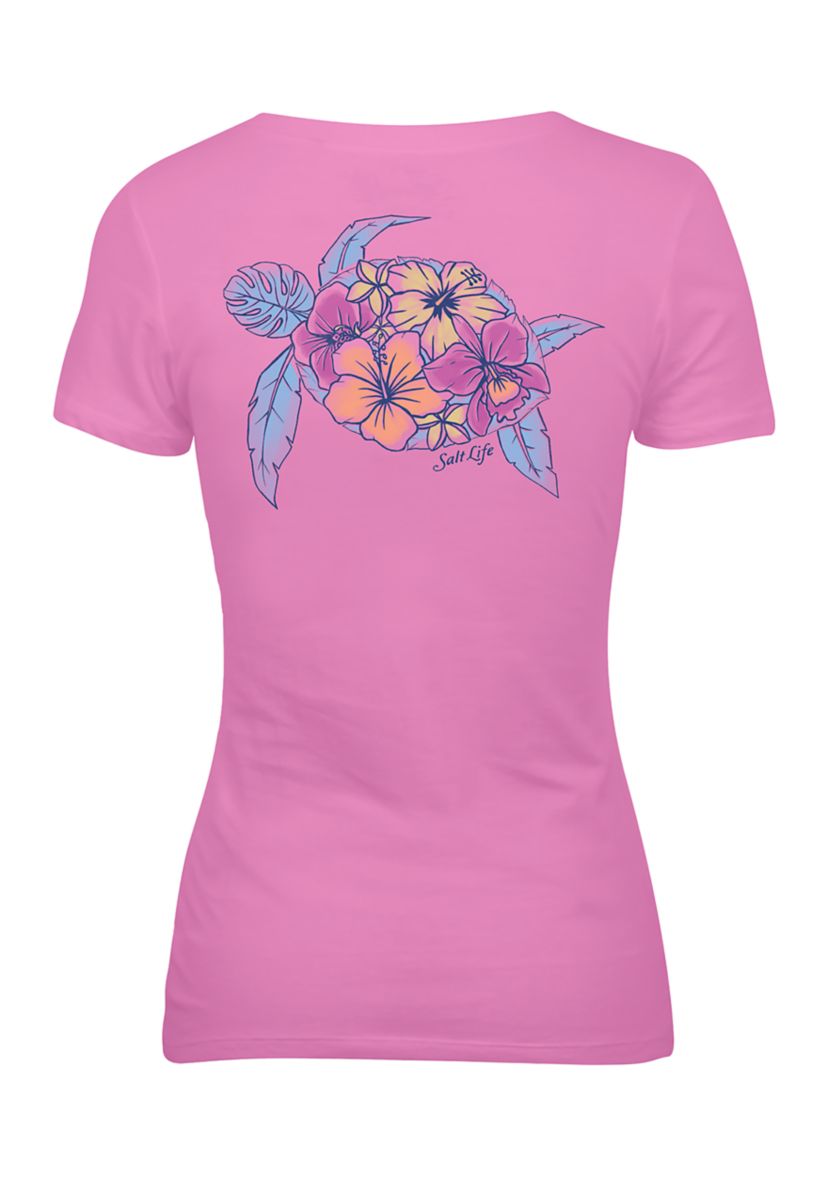 Womens Tropical Turtle Graphic T-Shirt 