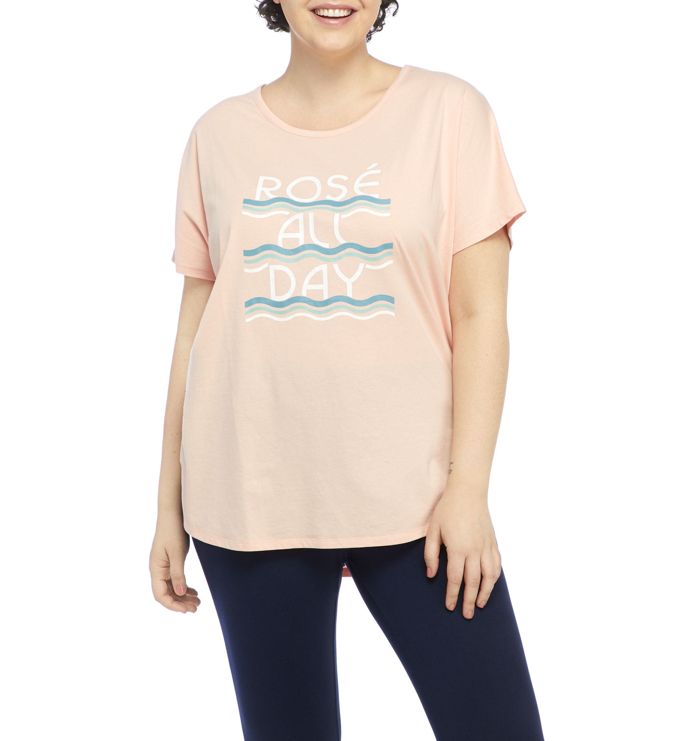 Studio Plus Size Short Sleeve Rosé All Day Graphic T-Shirt 