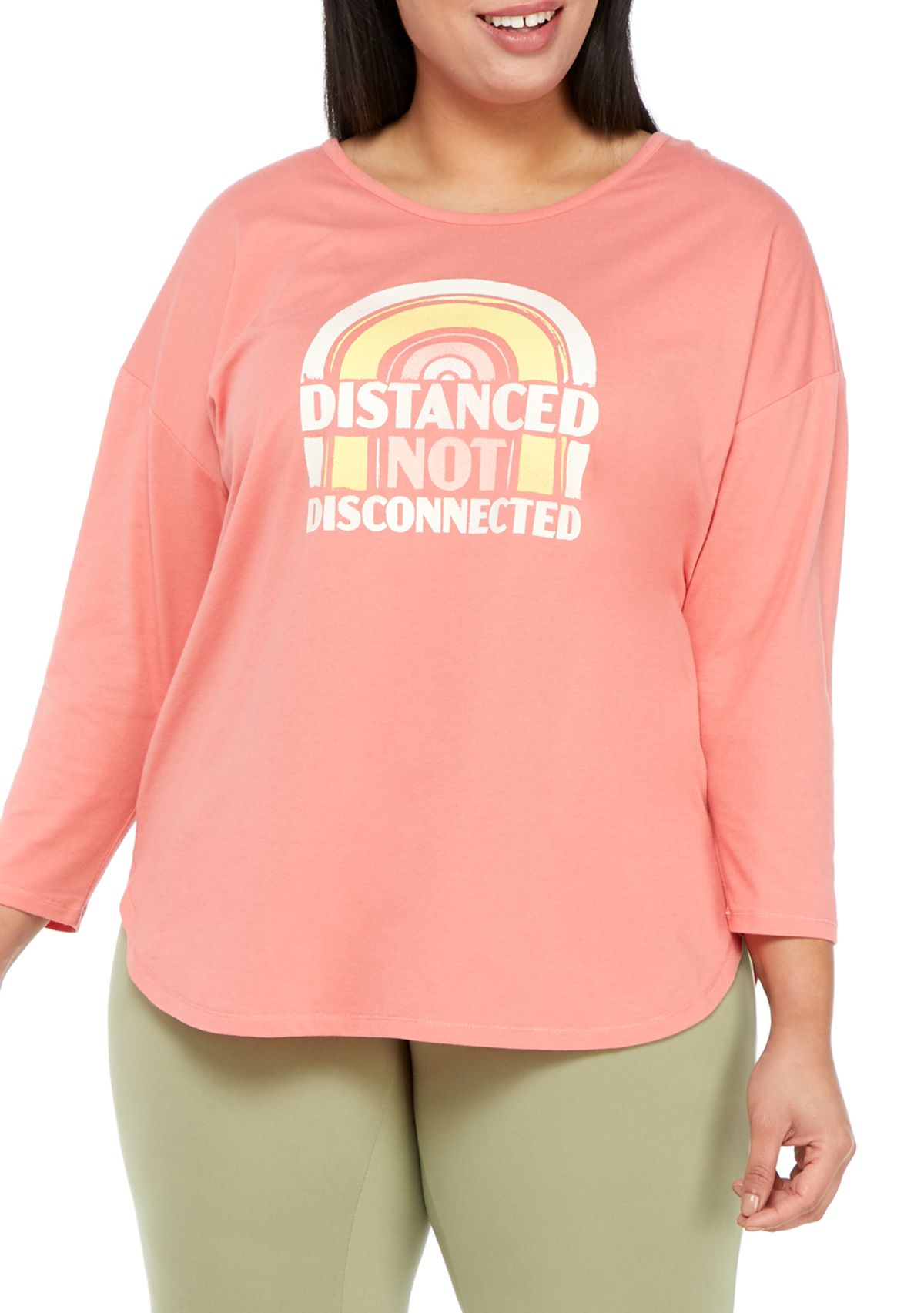 Studio Plus Size 3/4 Sleeve Distance T-Shirt