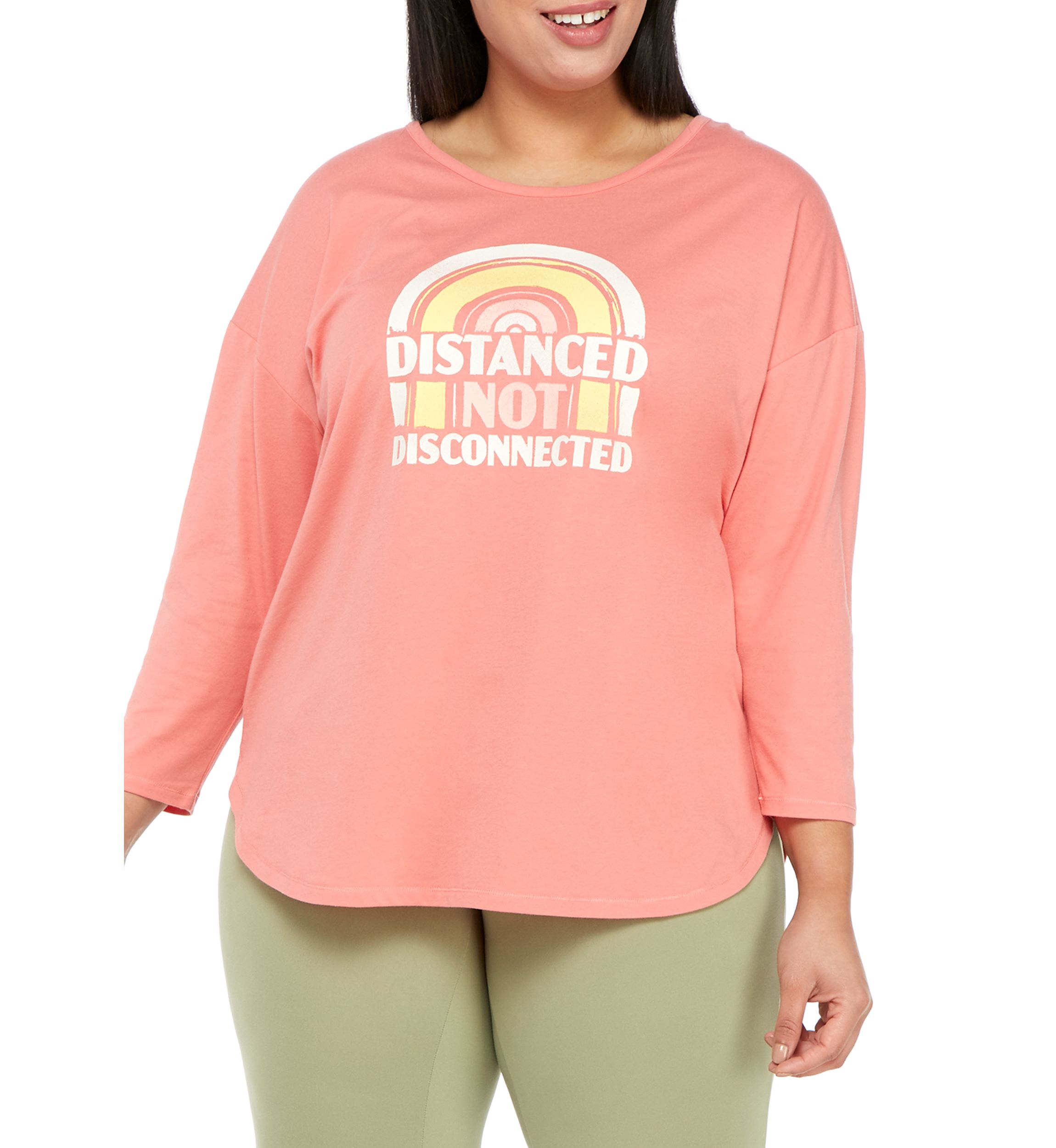 Studio Plus Size 3/4 Sleeve Distance T-Shirt