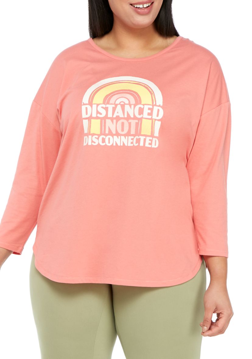 Studio Plus Size 3/4 Sleeve Distance T-Shirt