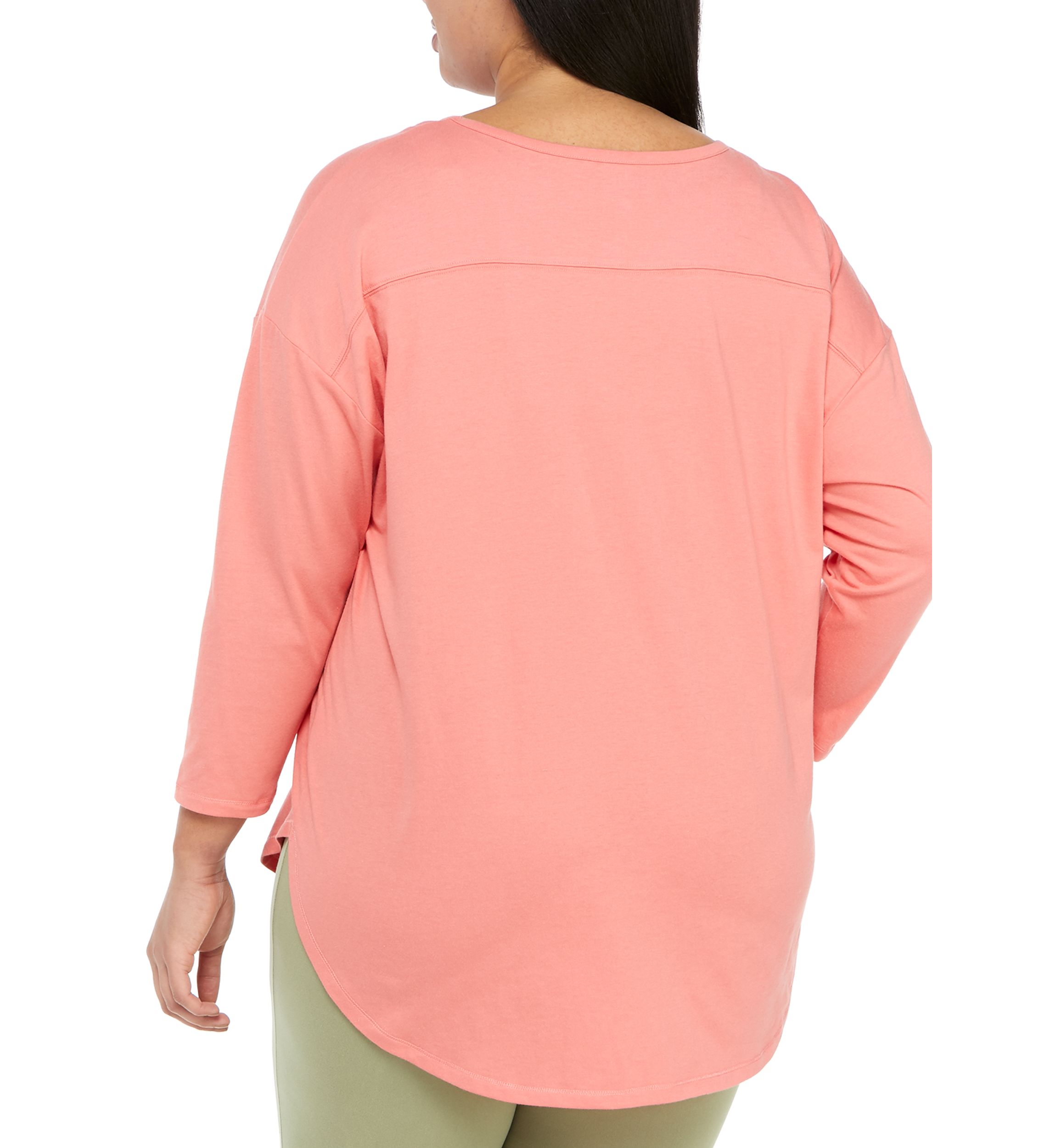 Studio Plus Size 3/4 Sleeve Distance T-Shirt