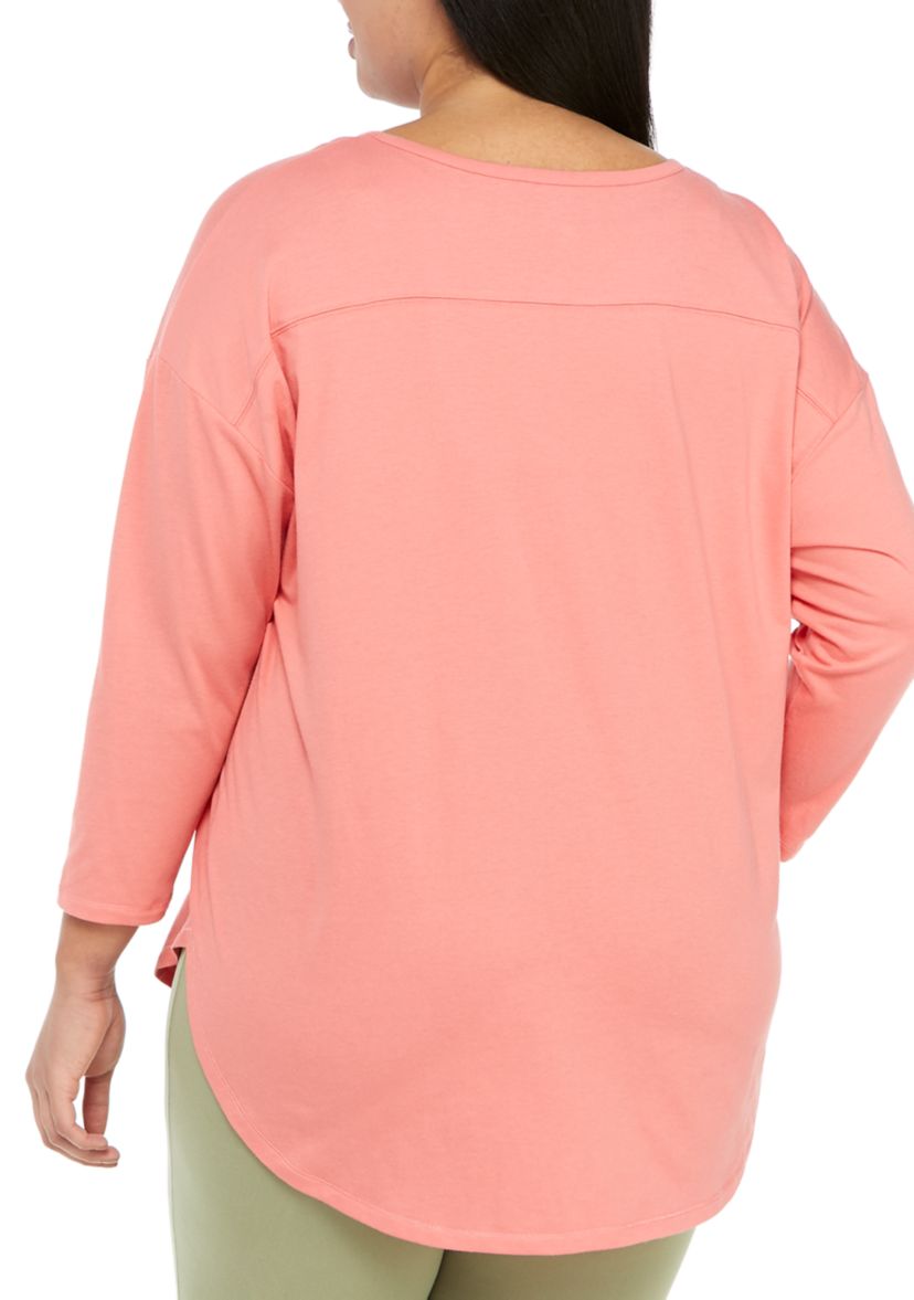 Studio Plus Size 3/4 Sleeve Distance T-Shirt