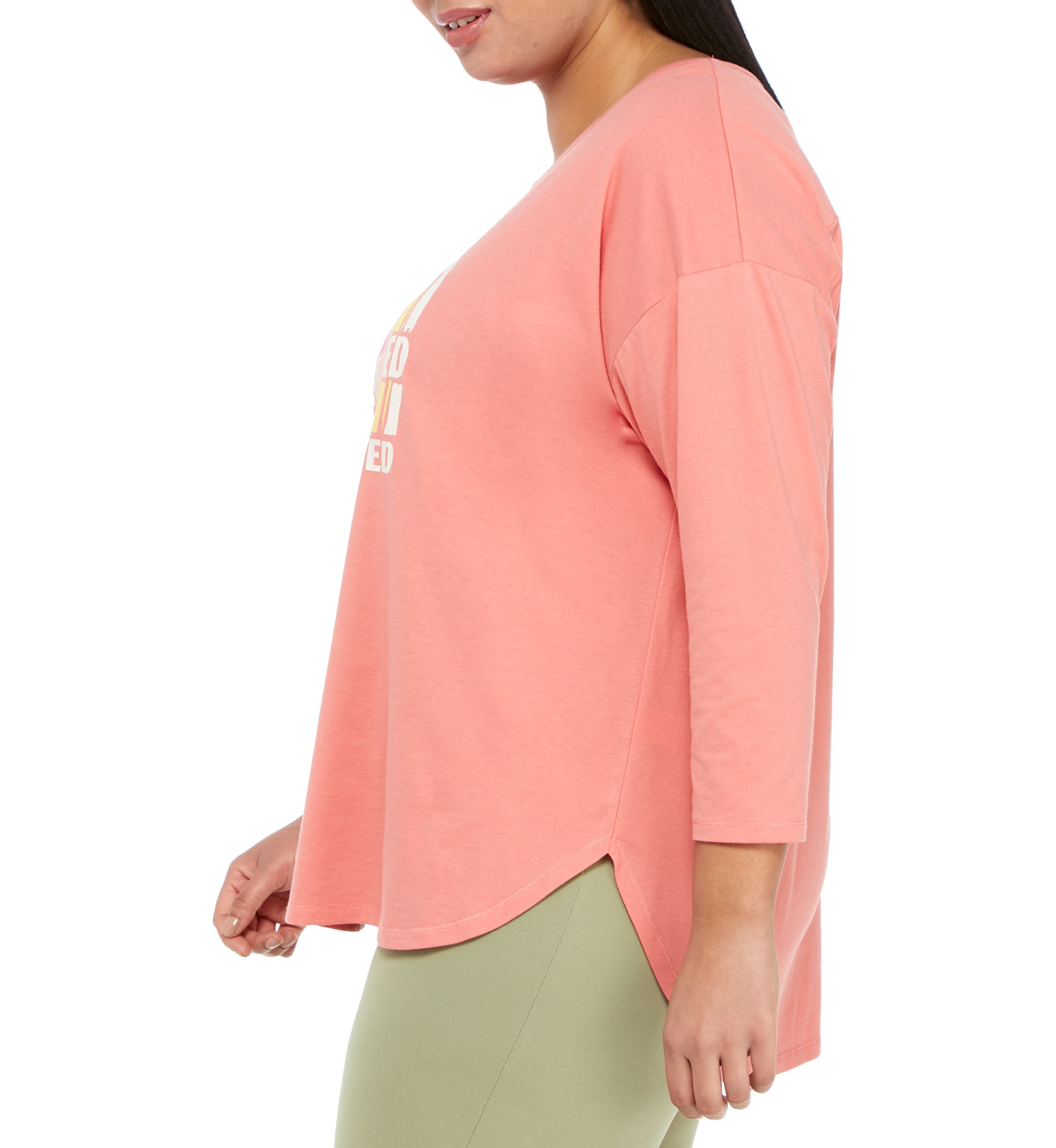 Studio Plus Size 3/4 Sleeve Distance T-Shirt